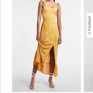 Express Printed Ruffle Strap Smocked Back Maxi Dress